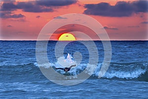 Surfer Sunset La Jolla Shores Beach San Diego California