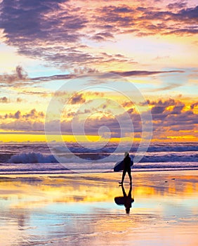 surfer surfboard sunset Bali beach