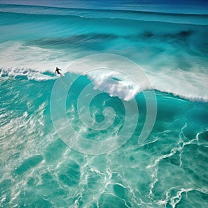 a surfer surfering the crystal clear water ai generative illustration