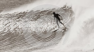Surfer Surfing Cold Wave Sepia