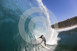 Surfer Surfing Inside Wave