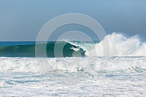 Surfer Surfing Inside Wave