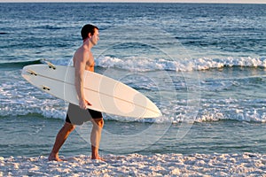 Surfer Walking Beach
