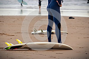 A surfer warming up before going to sea