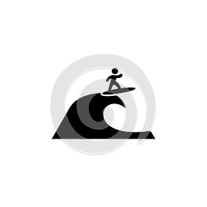 Surfer on the wave icon. Beach holidays simple icon. Travel element icon. Premium quality graphic design. Signs, outline symbols c