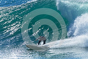 Surfer Wave Ride Silhouetted