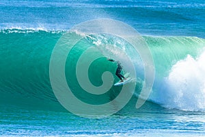 Surfer Wave Tube Surfing Action