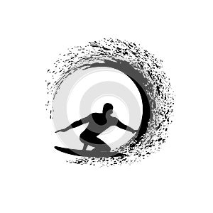 Surfer on the wave vector illustration