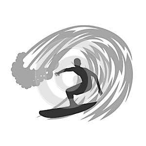 Surfer on wave vector illustration.