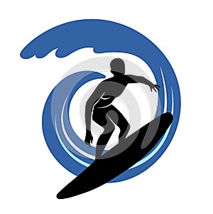 Surfer on waves an illustration on a white background