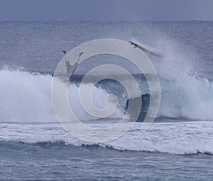 Surfer wipeout