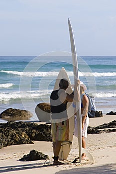 Surfers at Byron Bay Australia