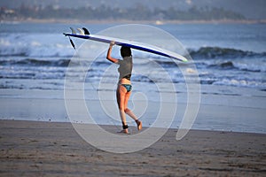 Surfers on a coastline