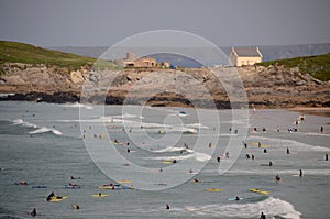 Surfers at Fistral Beach, Newquay