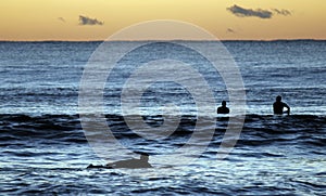 Surfers Paddling Out