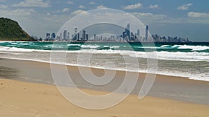 Surfers Paradise. City view from a beach, Gold Coast, Queensland, Australia.