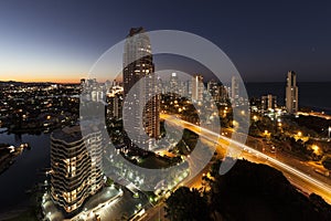 Surfers Paradise after nightfall