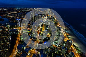 Surfers Paradise after nightfall