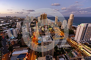 Surfers Paradise after nightfall