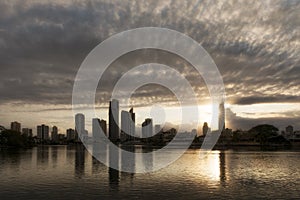 Sunrise view of Surfers Paradise with Q1 building, Gold Coast Australia