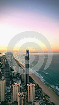 Spectacular view of Surfer`s Paradise from Skypoint Observation Desk, Queensland, Australia. photo