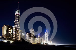 Surfers Paradise skyline at night.