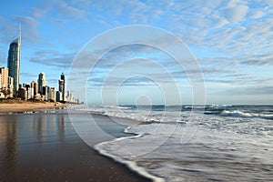 Surfers Paradise with waves in motion blur