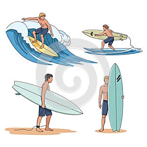 Surfers Riding the Dynamic Ocean Waves