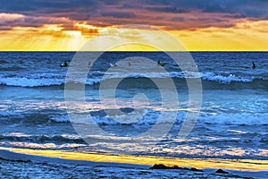 Surfers Sunset La Jolla Shores Beach San Diego California