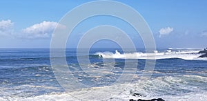 Surfers Surf a Large Winter Swell at Weimea Bay In Oahu Hawaii