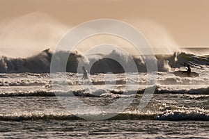 Surfers waiting for wave