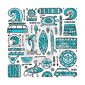 Surfing background. Tribal elements for your design