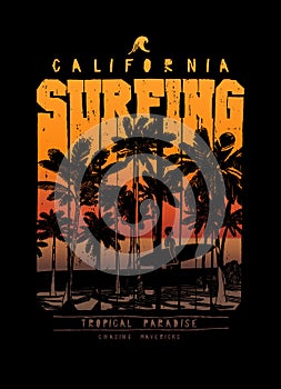 Surfing california beach