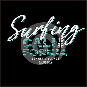 SURFING california design typography, Grunge background vector design text illustration, sign, t shirt graphics, print