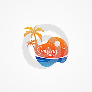 Surfing Day Vector Design Illustration