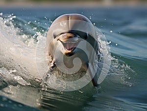 Surfing dolphin captured with Sony Cybershot