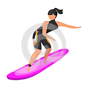 Surfing flat vector illustration