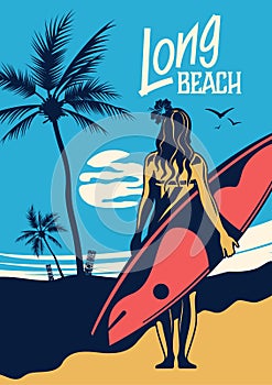 Surfing Hand Drawn Vertical Poster