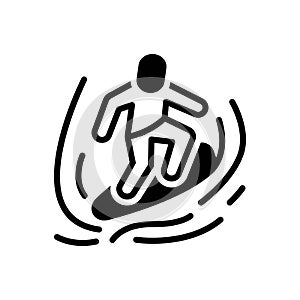 Black solid icon for Surfing, wakeboard and sport