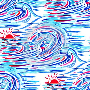 Surfing iseamless pattern