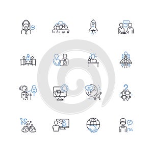 Surfing line icons collection. Waves, Ocean, Board, Beach, Swell, Barrel, Rider vector and linear illustration