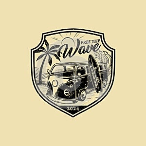 Surfing logo design. Summer Surfing Illustration design vector