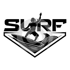 Surfing Logo. Surfing Silhoette Illustration Design inspiration