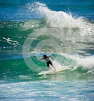 Surfing in the ocean photo