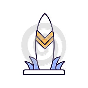 Surfing Outline with Colors Fill Vector Icon that can easily edit or modify.