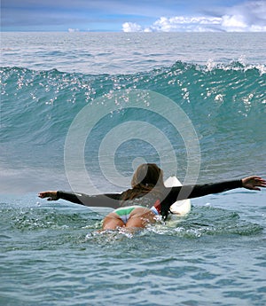 Surfing in the Pacific Ocean