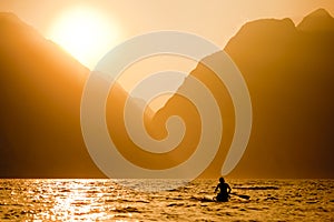 Surfing Paddle Sunset
