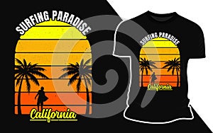 Surfing Paradise California - Summer Vector Design for T shirt