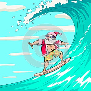 Surfing Santa Claus