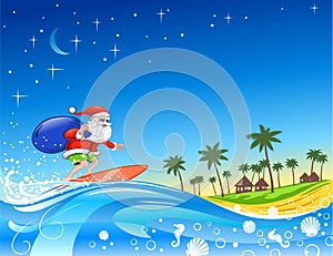 Surfing Santa with Gifts